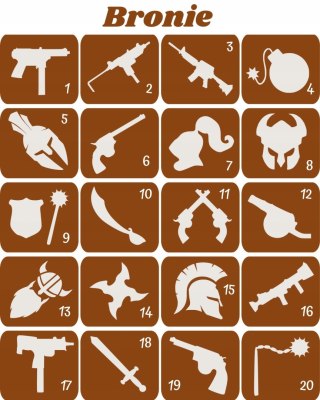 BRONIE- szablony do tatuaży brokatowych