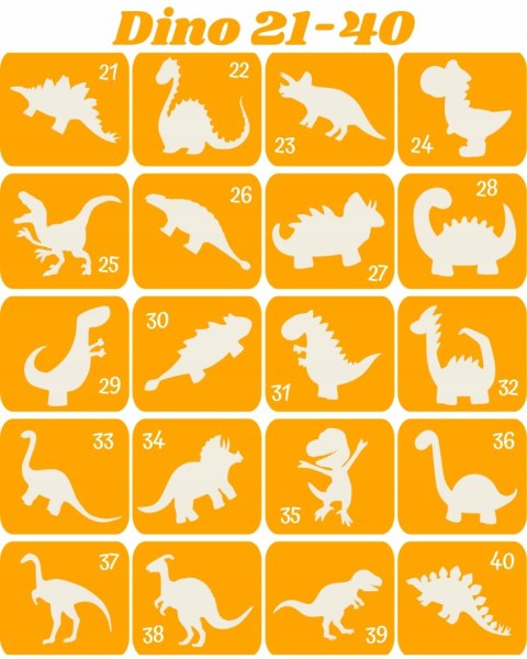 DINOZAURY 21-40- szablony do tatuaży brokatowych