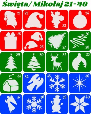 MIKOŁAJ / ŚWIĘTA 21-40- szablony do tatuaży brokatowych