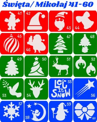 MIKOŁAJ / ŚWIĘTA 41-60- szablony do tatuaży brokatowych