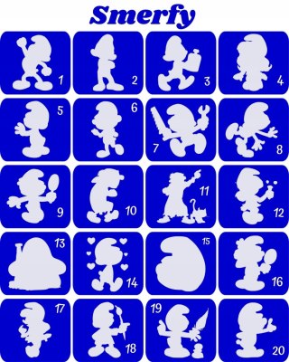 SMERFY- szablony do tatuaży brokatowych