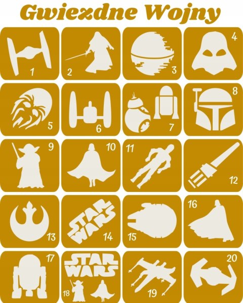 STAR WARS / GWIEZDNE WOJNY- szablony do tatuaży brokatowych